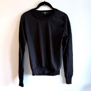 Uniqlo Wool Satin Sweater | Women’s Small | Black Minimalist Workwear